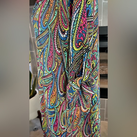 TACERA Semi Sheer Paisley Shirt Tunic Swimsuit Cover Dress Size XL - Picture 5 of 6